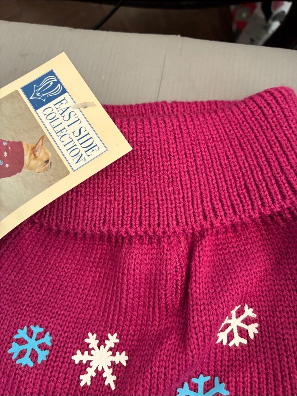 Magenta Snowflake Knit Dog Sweater